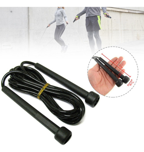 Okk Cuerda De Salto Negra Con Mango Ajustable Para Fitness