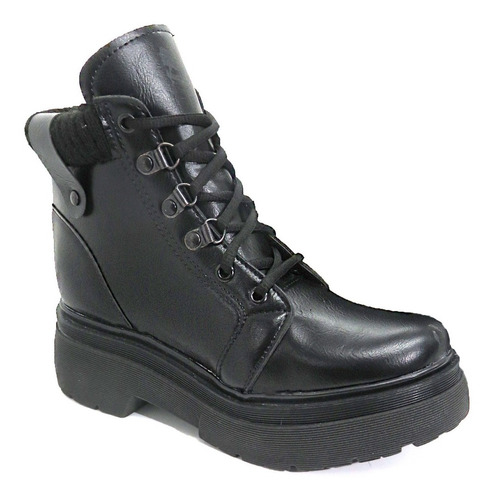 Imagen 2 de 6 de Bota Borcego Mujer Puño Tela Cuero Vegano Invierno