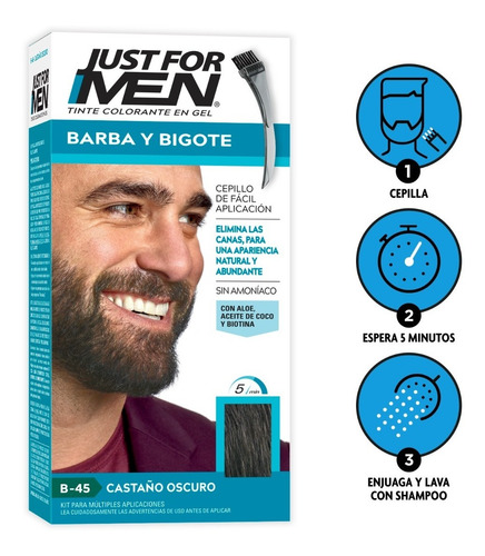 Tinte Just For Men Barba Y Bigote Castaño Oscuro 3-pack