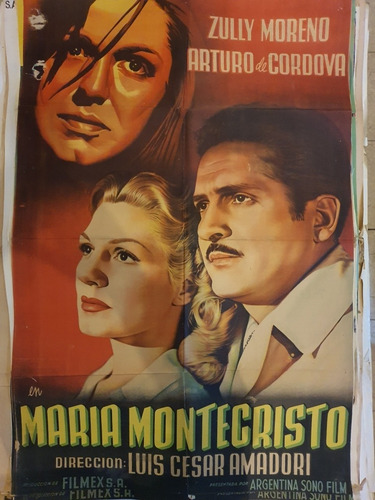 1 Antiguo Afiche De Cine Original- Maria Montecristo 605