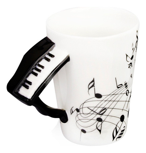 W Taza De Té Notas De Música Asa Forma De Piano Porcelana