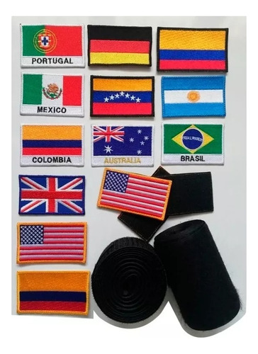 Parche Bordados Banderas Flags Paises Del Mundo Con Velcro 