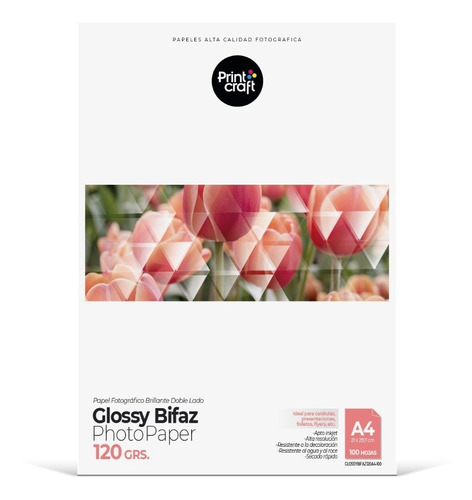 Papel Glossy Bifaz Foto 120 Grs A4 Folletos Brillantes