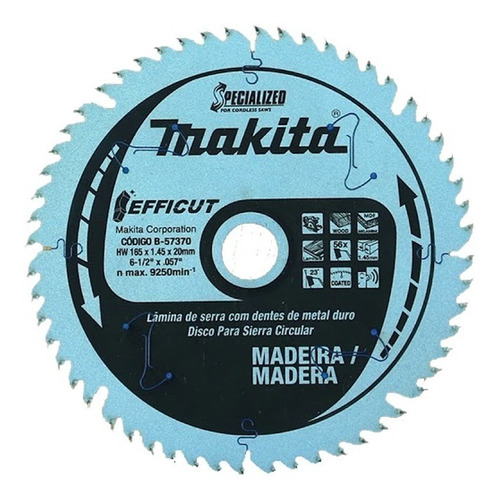 Circular Makita P/ Melamina B-57370 Sierra 165mm 56dt Mdf Bb