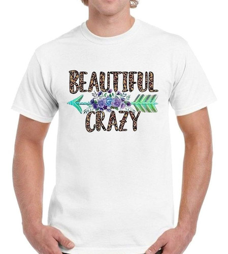 Remera De Hombre Frase Beautiful Crazy Animal Print