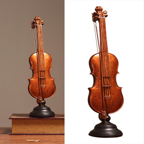 Estatuilla De Instrumento Musical Con Base Violín Ornamento