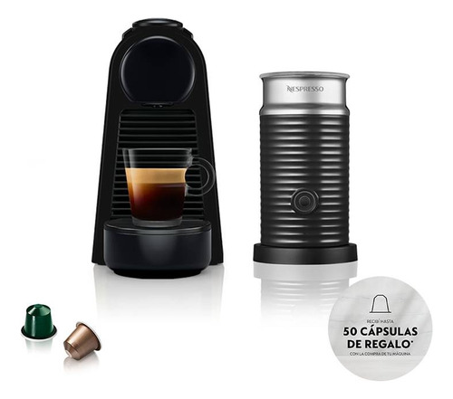 Cafetera Nespresso Essenza Mini + Aeroccino Espumador Negra