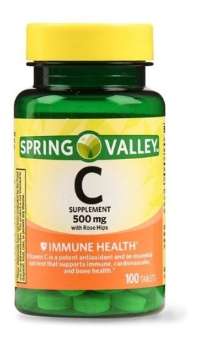 Vitamina C Spring Valley 500mg With Rose Hips 100 Tablets