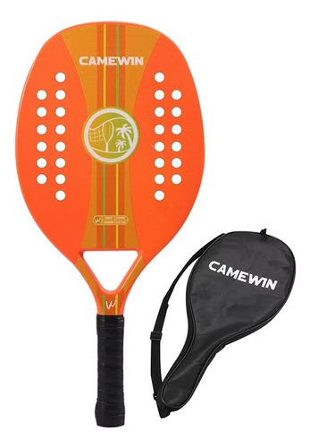 Raquete De Beach Tennis Fibra Carbono Camewin Laranja