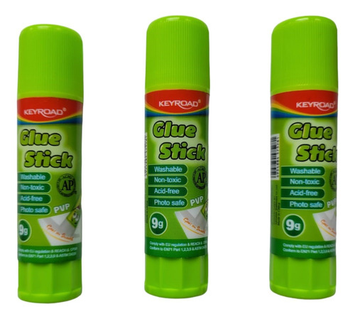 Adhesivo Pegamento En Barra 9g Glue Stick Keyroad Pack X 3