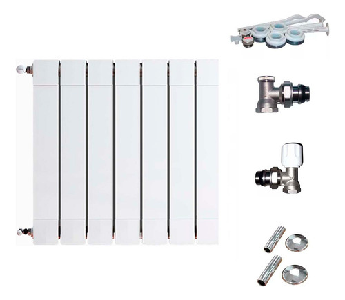 Radiador Broen Plus 1000 7 Elementos Kit Instalación Peisa Color Blanco