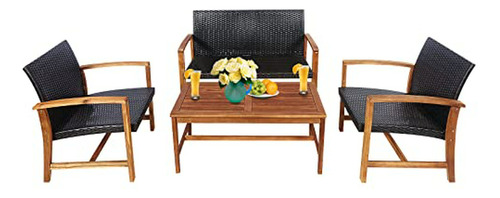 Conjunto De Muebles De Patio Rattan Compatible Con .