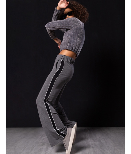 Calça Pantalona Faixa Lateral Moletinho Khelf