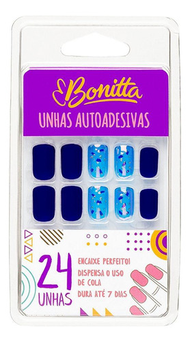 Kit C/ 24 Unhas Postiças E Colas Autoadesivas Linha Bonitta