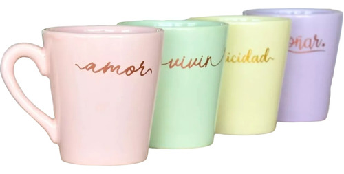 Taza Ceramica Color Pastel  Amor Felicidad Vivir Sueña