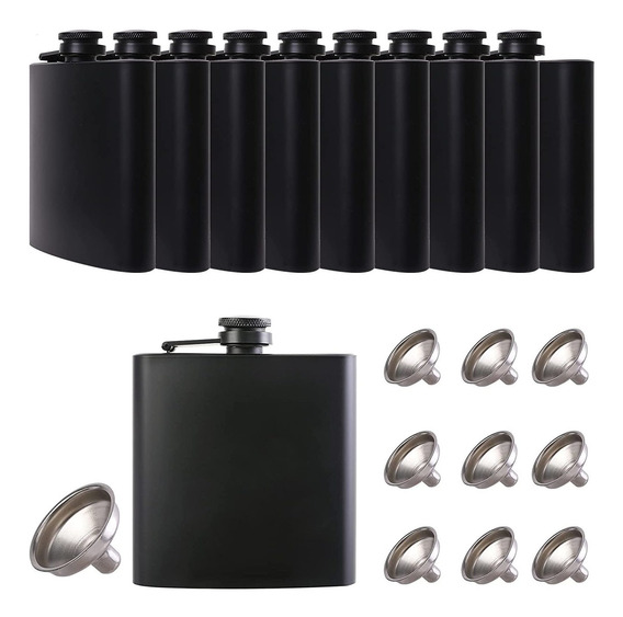 Petaca Licorera Petaca De 10 Piezas Para Licor Negro Mate De Petaca Licorera Petaca De 10 Piezas Para Licor Negro Mate De