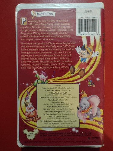 Disney's Sing Along Songs - Pinocho Vhs (Usado)
