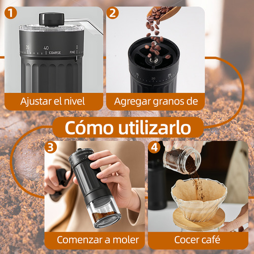 Molinillo Cafe Granos Manual Cerámica Moledor Color Negro Negro
