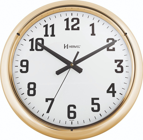 Relógio De Parede 40cm Grande Dourado Espelhado Herweg 6128 Cor do fundo Branco