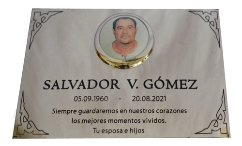 Placa Recordatoria Cementerio 25x15 Con Foto A Color