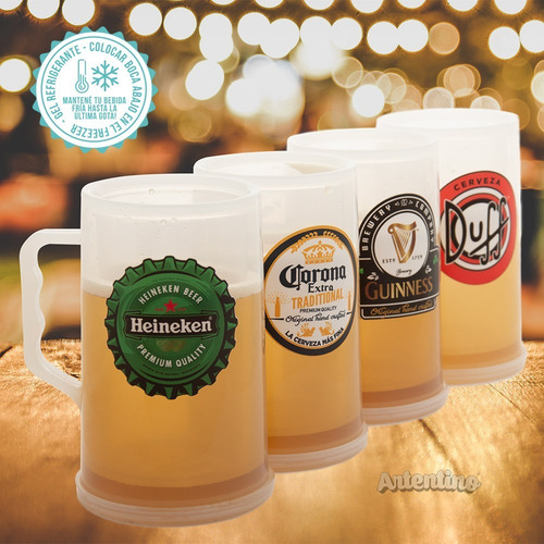 Imagen 4 de 10 de Vaso Chopp Con Gel Refrigerante Frio Cerveza Fernet 1 Litro