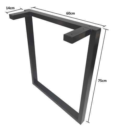 Imagem 3 de 4 de 2 Pé Base Jantar 75cm Industrial Quadrado Tubo Metalon 50x30