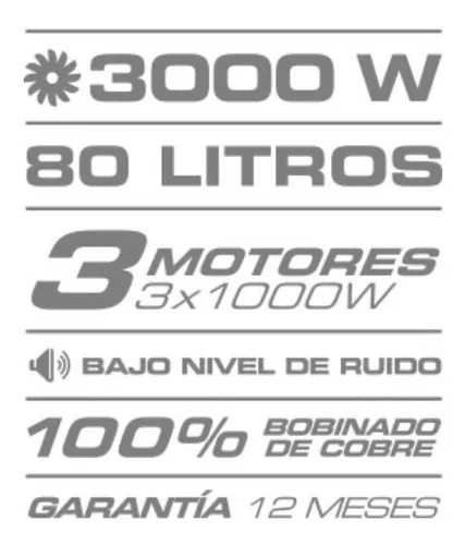 Aspiradora Industrial 80lts 3000w - 3 Motores Daihatsu - $ 1.308.894,3