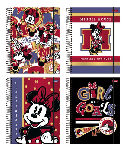Cadernos Universitário Minnie 177mmx 240mm 160 Folhas 10m Cor Branco