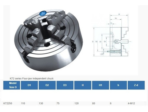 Copa Para Torno 4 Mord Automática X 250mm