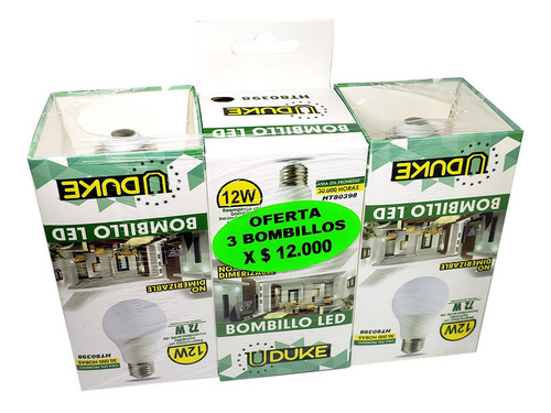 Combo X 3 Bombillos Led 12w Uduke Luz Dia Multivoltage