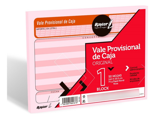 1000 Vales Provisional De Caja Rayter Cont. 20 Blocks