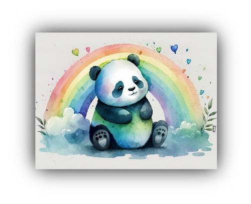 Canva Bastidor Madera Hermoso Panda Regalo 65x50cm Animales