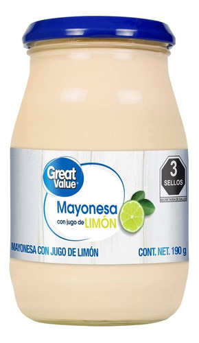 2 Pza Mayonesa Great Value Con Jugo De Limón 190 G