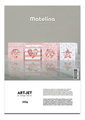 Papel Matelina Doble Faz 250g A4 50 Hojas Color Blanco