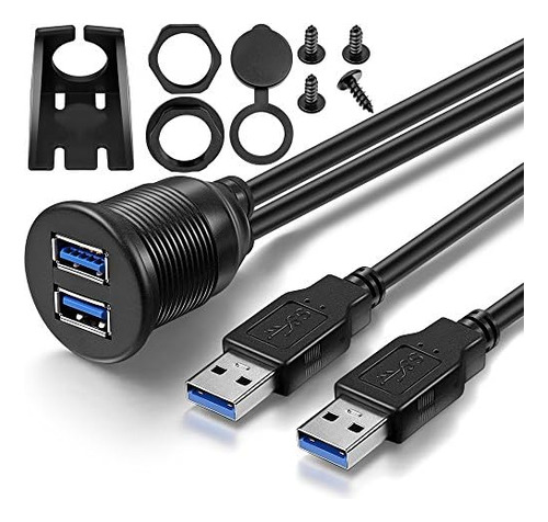 Soporte Para Auto Con 2 Puertos Dual Usb 3.0 Macho A Cable D
