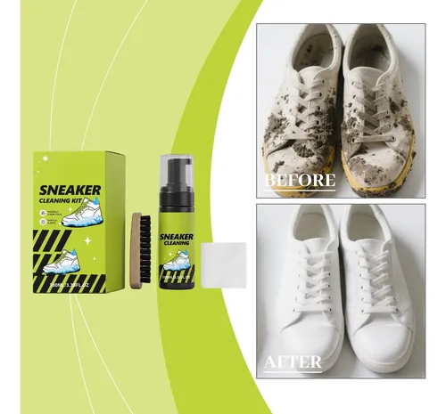 Kit De Limpeza De Sapatos, Limpador De Espuma, Escova, Toalh