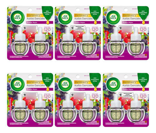 Caja Con 6 Pzs Air Wick 2 Repuestos Eléctricos Frutos Rojos