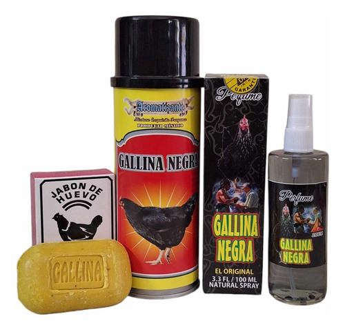 Gallina Negra Spray, Locion, Jabon Kit Para Limpias Y Males 