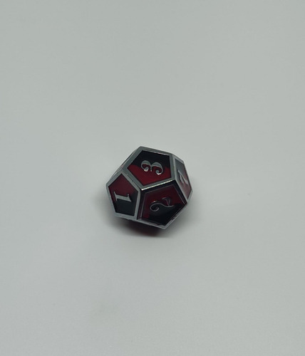 Set Dados De Metal X 7 Rol - #12 Rojo Y Negro Con Números Y Bordes Plateados