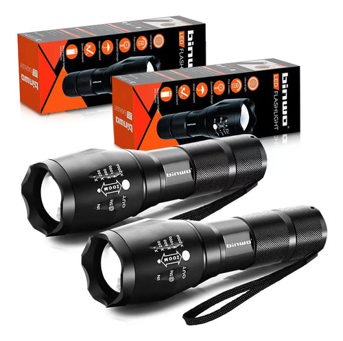 Binwo - Linterna Tactica Led, Superbrillante, 2000 Lumenes, 