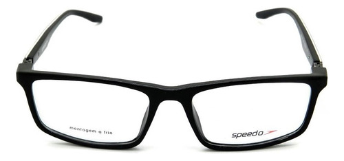 Armação De Óculos Speedo Haste 360 Sp6126i A01 Preto Brilho Tamanho 56