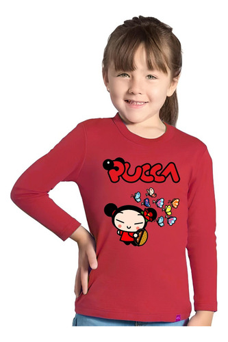 Polera Manga Larga Pucca Estampado En Dtf Cod 001