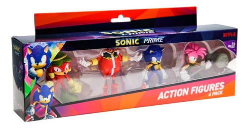 Sonic Prime Figuras Articuladas 7.5cm Set 4 Muñecos Original