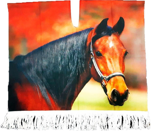 Imagen 6 de 10 de Poncho Caballos Y Gallos Sublimado Completo
