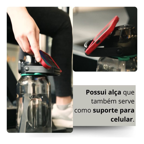 Garrafa 1,8l Alça Suporta Celular + Garrafa 750ml Com Capa