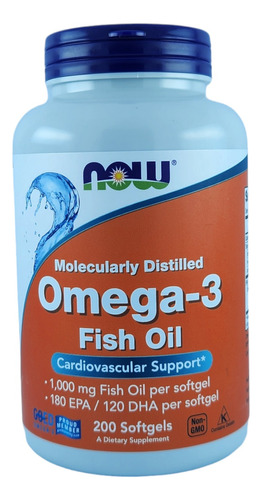 Omega 3 Fish Oil 1000 Mg  Now 200 Capsulas 180 Epa 120 Dha