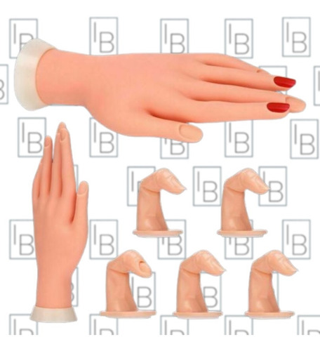 Mano De Práctica Para Uñas Acrílicas + 5 Dedos