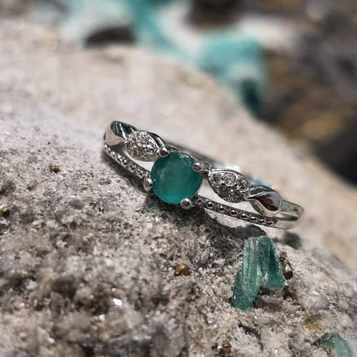 Anillo Compromiso Plata 925 Con Esmeralda Colombiana