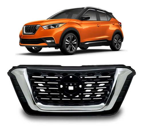 Grade Nissan Kicks 2016 2017 2018 Preta Com Friso Cromado