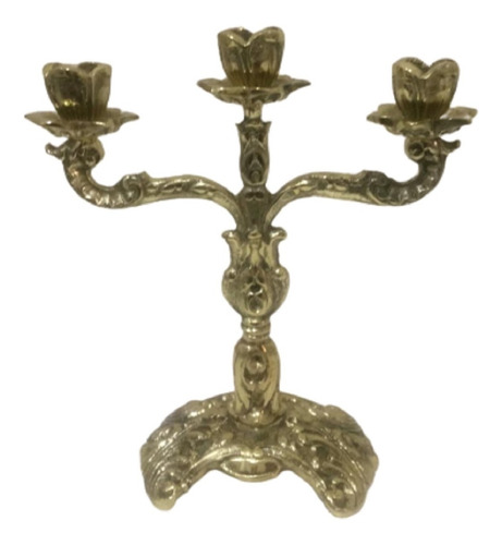 Castiçal 3 Velas Bronze Presentes Decoração Igrejas Religião
